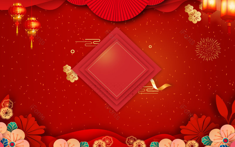 红色中国风复古新年节日创意背景,插画/手绘图,插画/手绘图库,插画/手绘图下载,插画/手绘